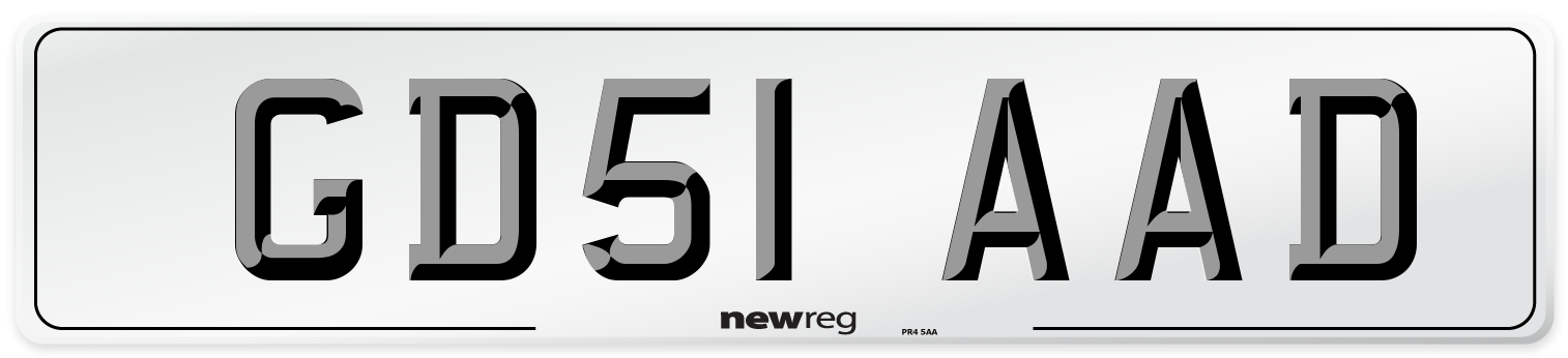 GD51 AAD Number Plate from New Reg